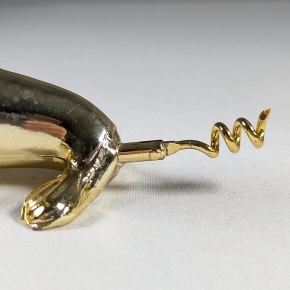 Gold Toned Sea Lion bottle opener and corkscrew, cute cartoon seal bar decor - Picture 7 of 8